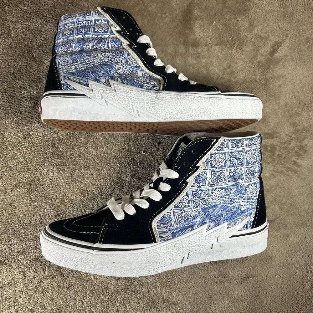 Vans Sk8-Hi Bolt Liquify High Top Sneakers Black Blue White Men 6 / Women 7.5